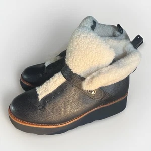 NEW Coach Urban Hiker black white shearling sherpa boots, US 9 B - Picture 1 of 8