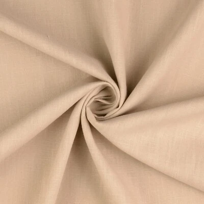 100% Linen Fabric - BEIGE- Plain Linen Craft Dress Fabric Material Metre - Image 1 of 4