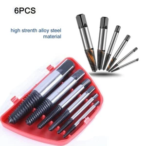 6pcs Fast Damaged Broken Bolt Remover Screw Extractor Speed Out Drill Bits Tool - Picture 1 of 15