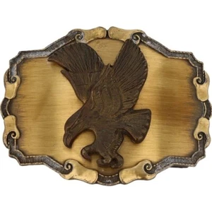 Eagle Western Cowgirl Cowboy Vet Veteran Patriotic 1980s Vintage Belt Buckle - Picture 1 of 2