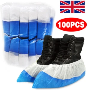 100Pcs Blue/White Heavy Duty Tough Shoe Protector Covers Waterproof Reusable. - Picture 1 of 11