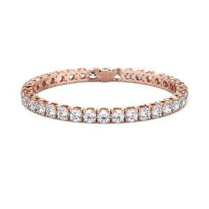 Lab Grown Diamond Tennis Bracelet D-E VS1-VS2 14K Rose Gold 12.56cttw 4 Prong - Picture 1 of 3