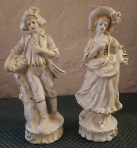 Vintage Porcelain Colonial Couple Man Woman Figurines Made In Japan - Picture 1 of 6
