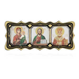 Autoplakette Ikone Triptych GM Von Smolensk Jesus Cristus Hl. Nikolaus 11341 - Picture 1 of 2