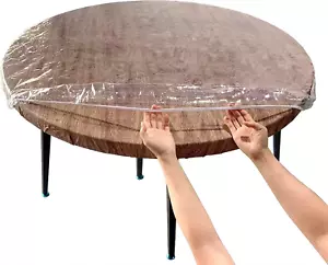 Round Clear Fitted Vinyl Tablecloth 48 Inch Table - Best for 48" Round Table - Picture 1 of 7