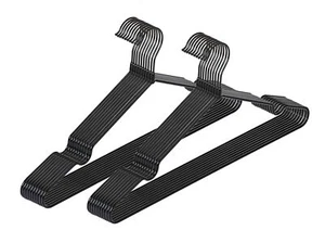 WENKO 20er Set Kleiderbügel Schwarz Metall Rutschfest Platzsparend Hosenbügel - Bild 1 von 10