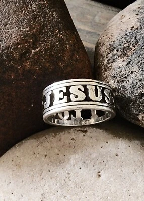 Anel raro James Avery I Love Jesus Eternity prata esterlina tamanho 6.5 - Imagem 1 de 4