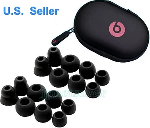 16 auriculares/geles negros de repuesto para Monster Beats Powerbeats 2.0 3.0 + FUNDA - Imagen 1 de 4