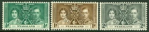 SG 127s-129s Nyasaland 1937. 1/2d, 1d & 2d 3er Set "perf" Exemplar. Fein... - Bild 1 von 1