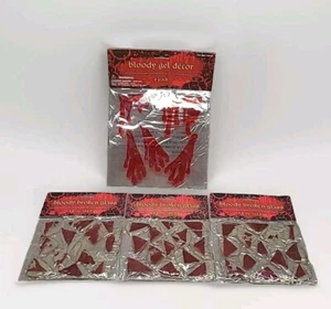 Halloween Bloody Broken Glass Gel Window Cling Decor 4 Packs Spooky Gross Creepy - Picture 1 of 21