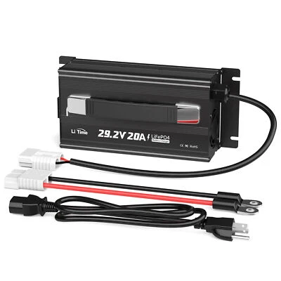 LiTime 29.2V 20A AC-DC Smart Charger for 24V (25.6V) Lithium LiFePO4 Battery