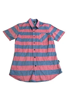 St Goliath Mens Button Up Shirt Size S Red Grey Short Sleeve - Picture 1 of 5