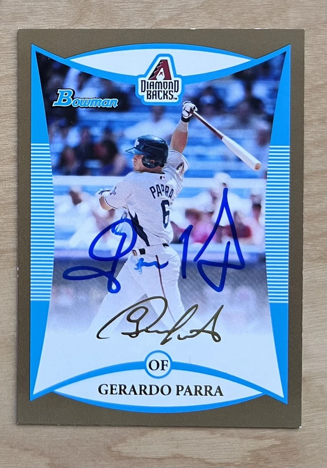 Gerardo Parra Signed 2008 Bowman Draft Gold Baseball Card #BDPP103 RC Auto - Image 1 of 1