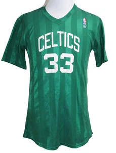 Vintage Larry Bird Boston Celtics Mac Gregor Sand Knit Official NBA T Shirt S/M - Picture 1 of 4