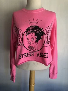 BETTY BOOP (2017) Official "Sweet Angel" Long Sleeve Crop Top T-Shirt Sz Medium - Picture 1 of 4