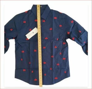COOFANDY Men Dress Shirt Embroidered Shirt Size M Long Sleeve Christmas Blue NEW - Picture 1 of 12
