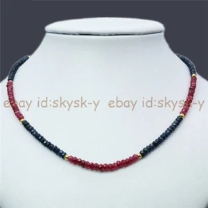 2x4mm Faceted Red Blue Jade Rondelle Gemstone Beads Necklace 18'' - Picture 1 of 5