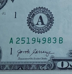 February 5th 1949 Aug 3rd birthday anniversary date note fancy serial number $1 - Picture 1 of 4