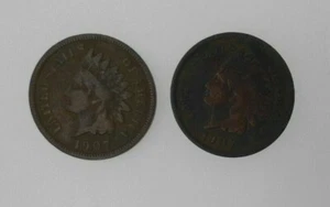 Zwei Indian Head Cents von 1907 - Paar schöne Münzen, tolle Originaloberflächen - Bild 1 von 2