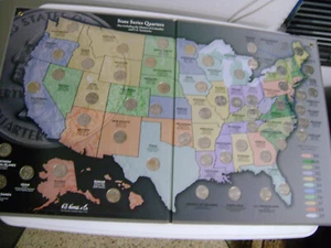 US STATE SERIES QUARTERS 1999-2009 COIN COLLECTORS MAP ALBUM FULL SET/STATE SEAL - Picture 1 of 7