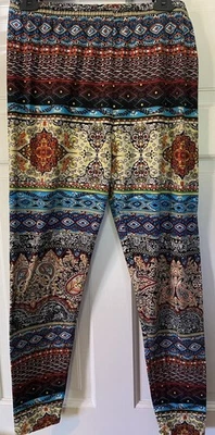 Leggings para mujer Winwin talla L-XXL súper suaves boho tribal azteca retazos geométricos Foto 1 de 4