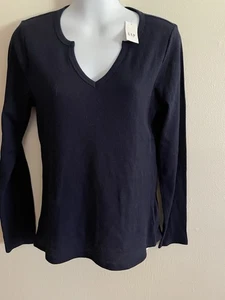 Women's Gap Notched Scoop Neck Long Sleeve, Fitted T-Shirts M NWT - Picture 1 of 2