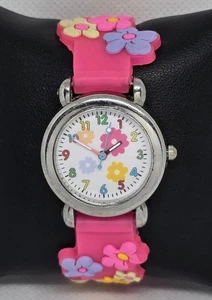 Kids Unisex Pink Flower Easy Read Floral Cartoon Silicone Band Watch 09 - Picture 1 of 7