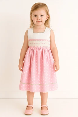 SOUTHERN SUNSHINE KIDS Girls Pink White Polka Dot Dress Size 3 - Image 1 of 4