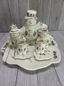 Vintage Formalitäten 10-teiliges Mini Teeservice Schneemann Weihnachten Deko Baum Brothers - Bild 1 von 20
