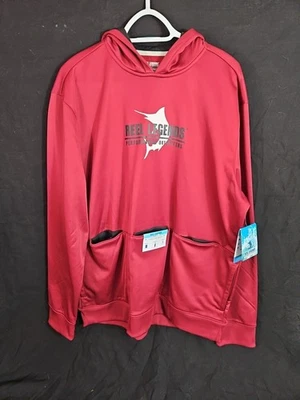 Reel Legends Mens SZ XL Hoodie Sweatshirt Red Hands Free Pockets UPF 50 NWT - Image 1 of 4