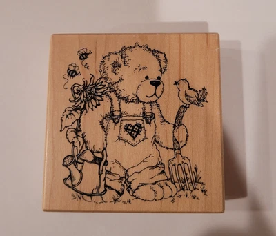 Sello de goma montado en oso jardinero 2001 PSX G-2051 flores de pájaro Foto 1 de 2