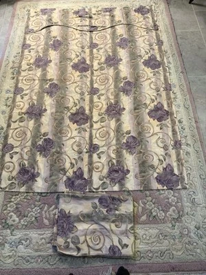 2 paneles de cortina Crosscill Chambord rosas lavanda cenefas adjuntas 79X56 Foto 1 de 4