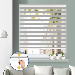 Cordless Zebra Blinds for Windows Free-Stop, Roller Windows Shades with Dual ... - Picture 1 of 7