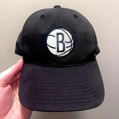 Brooklyn Nets Cap Black White Youth Boys Strap Back Dad Hat Kids NBA Basketball - Image 1 of 4