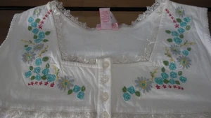 Serenada Nachthemd weiß Übergröße 4X 30/32 100% Baumwolle mit Stickerei Spitze neu - Bild 1 von 15