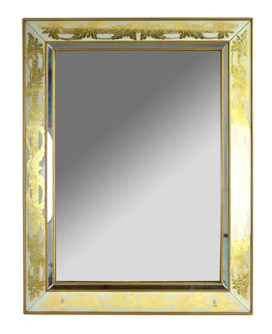 Vintage Mid-Century Modern Eglomise Gold Acanthus Leaf Wall Mirror by Armand Lee Cover