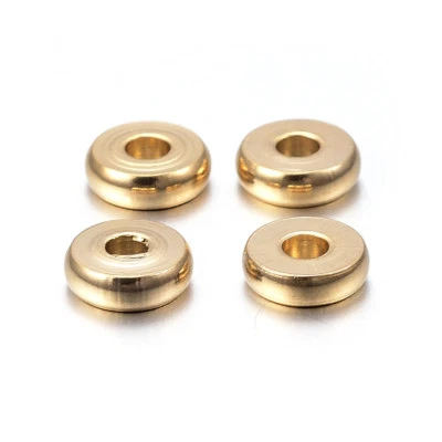 100pcs Gold Tone 304 Stainless Steel Metal Beads Donut Smooth Loose Spacer 6x1mm - Image 1 of 2