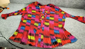 Liz&Me Platinum Collection Woman Blouse 5X Colorful Sheer Multicolor 3/4 Sleeve - Picture 1 of 6
