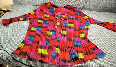 Liz&Me Platinum Collection Woman Blouse 5X Colorful Sheer Multicolor 3/4 Sleeve - Image 1 of 4
