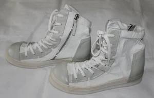 Cinzia Araia High Top Sneakers - Side Zip - White with Grey Leather 43 Size Used - Picture 1 of 6
