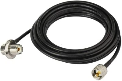 PL259 UHF to SO239 Bulkhead for Car Radio Mobile Antenna Mount RG58 Cable 5m - Image 1 of 4