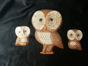 Vintage 1970s HOMCO Foamcraft Wise Old Owl Wall Plaques Kitsch Cottagecore - Picture 1 of 11