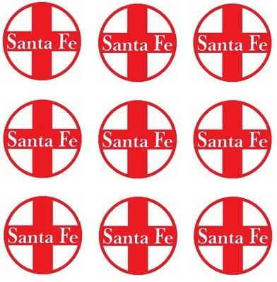 Santa Fe Railroad RED O/HO Gauge Train 9 Vinyl 1/2" Round  Logos on 1 sticker - Image 1 of 2
