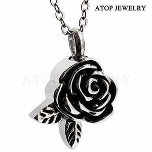Elegant Rose Ashes Necklace, Keepsake Memorial Pendant for Women, New - Picture 1 of 7