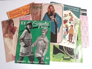 (14) Vintage Leaflet Sewing Yarn Crochet Designs Magazine Lot c1960s-2000s  - Picture 1 of 7