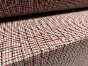 Wool Blend Woven Fabric, Per Metre - Check Plaid Design - Red & Grey - Picture 1 of 3