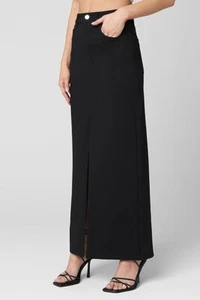 BlankNYC Ponte Front Slit Maxi Skirt Womens Sz28 Black High Waist Denim Straight - Picture 1 of 10