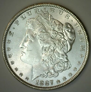 1887 Morgan BU Silver Dollar Coin Philadelphia Mint Uncirculated US $1 - Picture 1 of 2