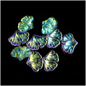 New 10Pcs Diy Handmade Jewelry Ab Colored Flower Shape Glaze Glass Loose Beads N