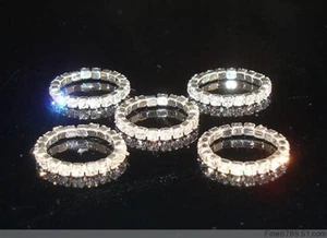 New Lots 12Pcs 1Row Silver Clear Crystal Rhinestone Elastic Toe Rings - Picture 1 of 6